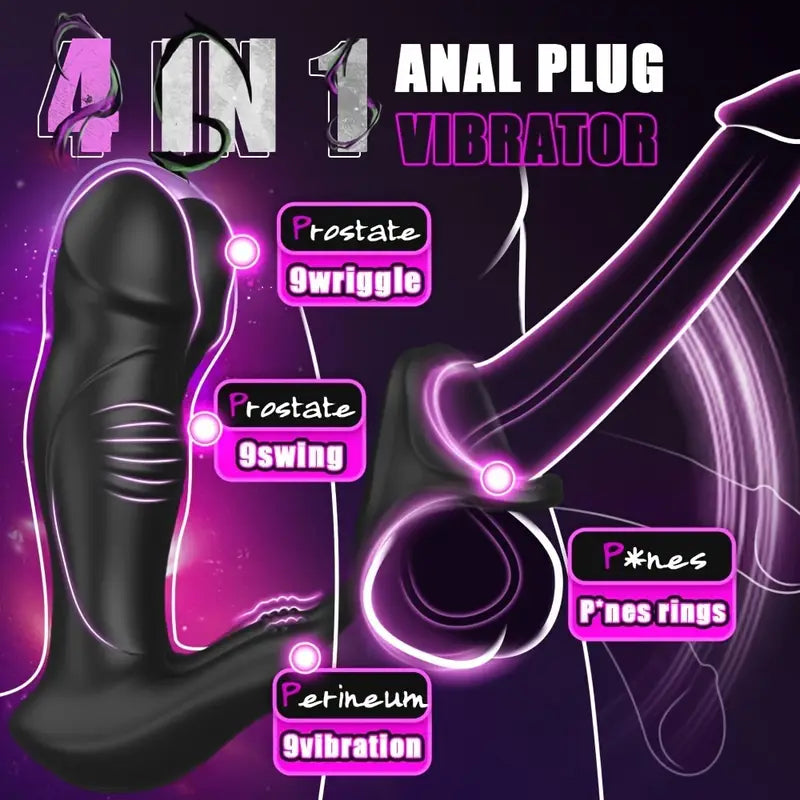 Swinging Anal Vibrator Prostate Massager With Penis Ring 9 Swing Thrusts