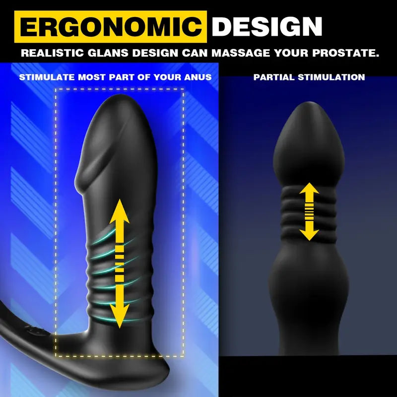 Thrusting Anal Vibrator 3*10 Vibrating&Telescopic Prostate Massager Dildo