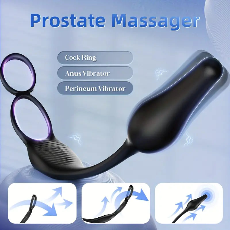 Vibrating Anal Plug Cum Locking Ring 7 Vibration Modes Penis Rings