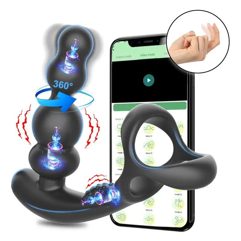 10 Vibration Modes 360° Rotation Thrusting Anal Vibrator With App
