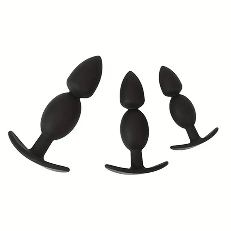 Unisex Anal Plug Set 3 Water Drop Anchor Shaped Silicone Flirting Adult Toy