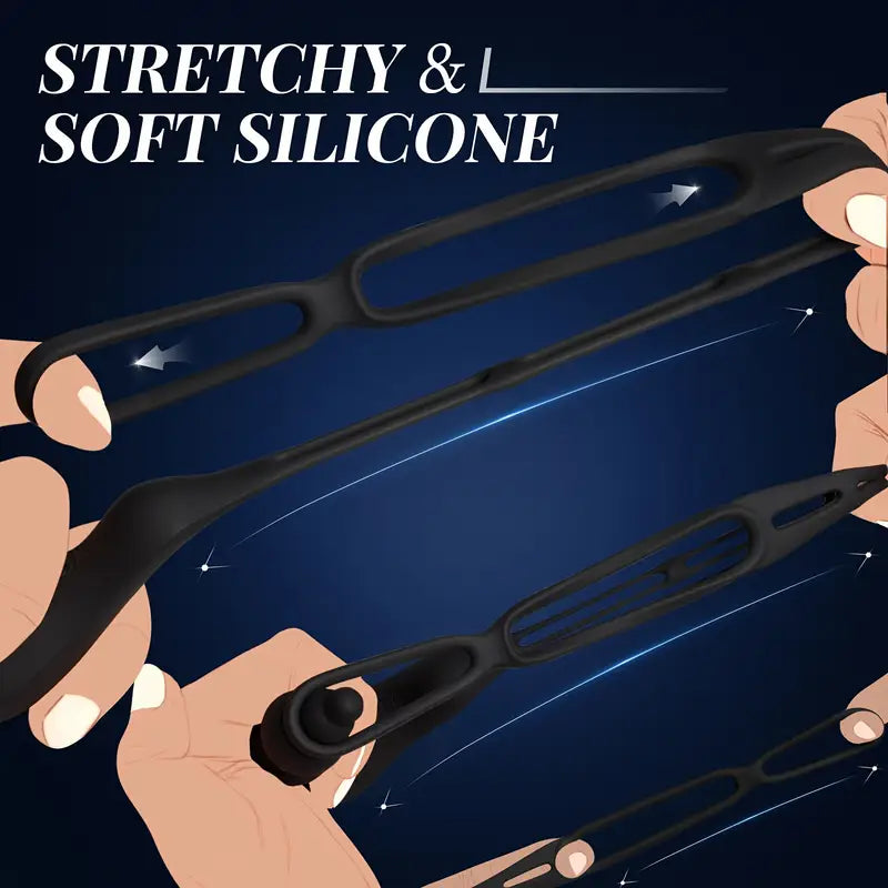 Silicone Anus Plug USB Rechargeable Dual Ring Prostate Massager For Gay