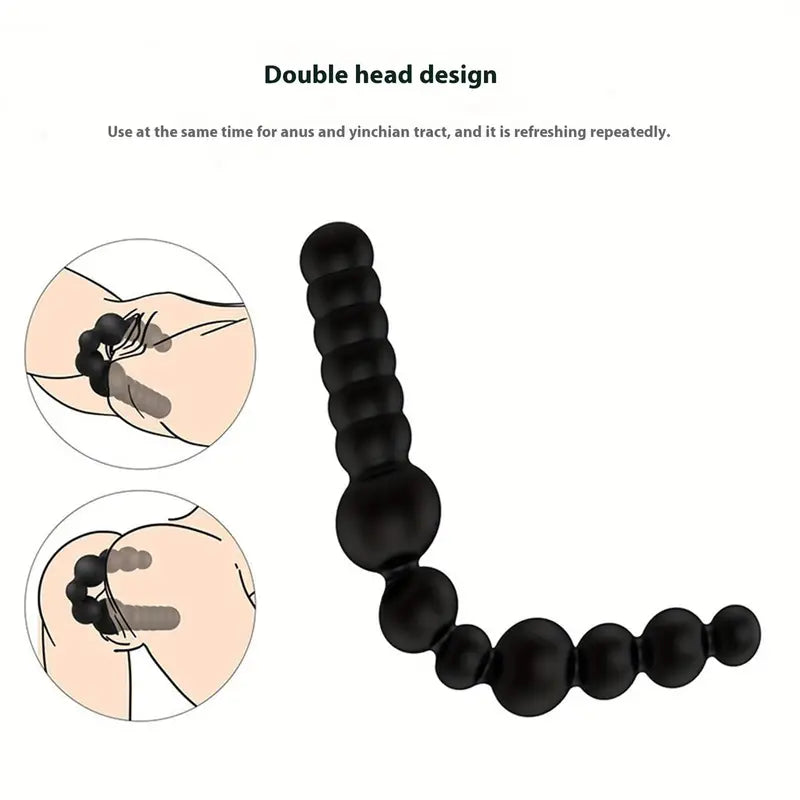 SM Training Anal Plug Double-Ended G-spot Prostate Massager Beaded