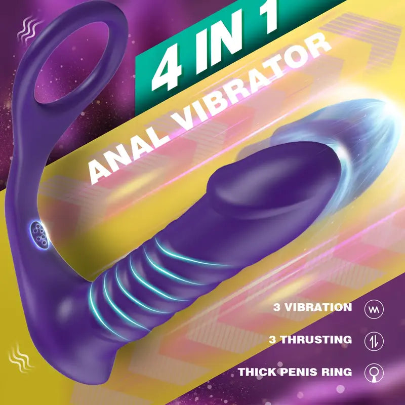 Battery-Powered Silicone Prostate Massager Anal Vibrator For Men Penis Ring