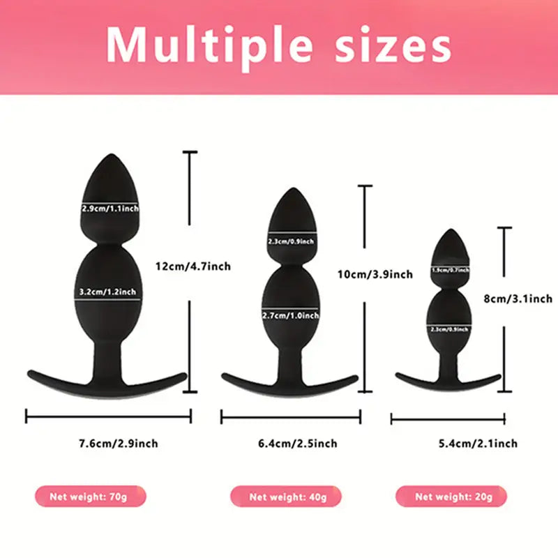 Unisex Anal Plug Set 3 Water Drop Anchor Shaped Silicone Flirting Adult Toy
