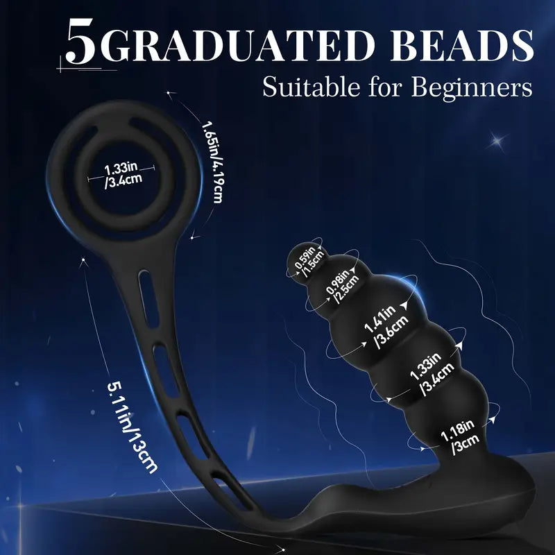 Silicone Anus Plug USB Rechargeable Dual Ring Prostate Massager For Gay