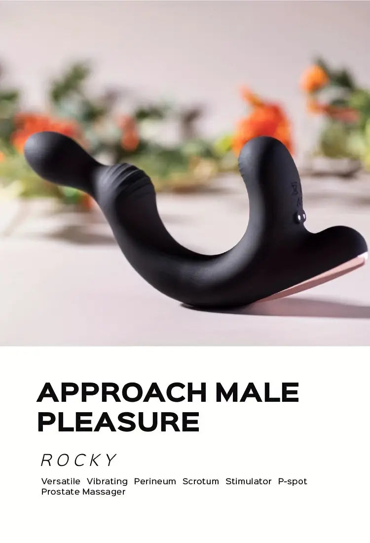 Ring-like Scrotum Holder Rocky With 9 Energetic Vibrating P-spot Butt Plug