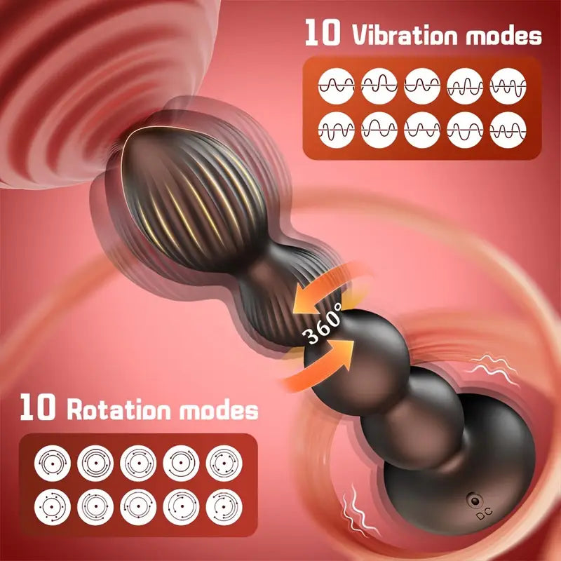 360° Rotating Vibrating Butt Plug 10 Modes Massager App Remote Control