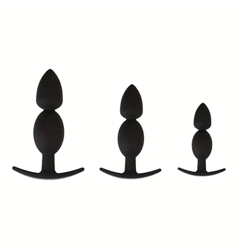 Unisex Anal Plug Set 3 Water Drop Anchor Shaped Silicone Flirting Adult Toy
