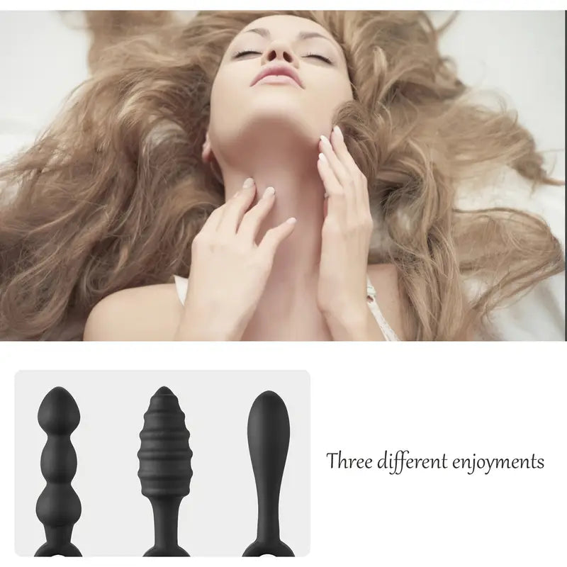 3 In 1 Butt Plug Training Set Tapered Designs For Easy Insertion Silicone