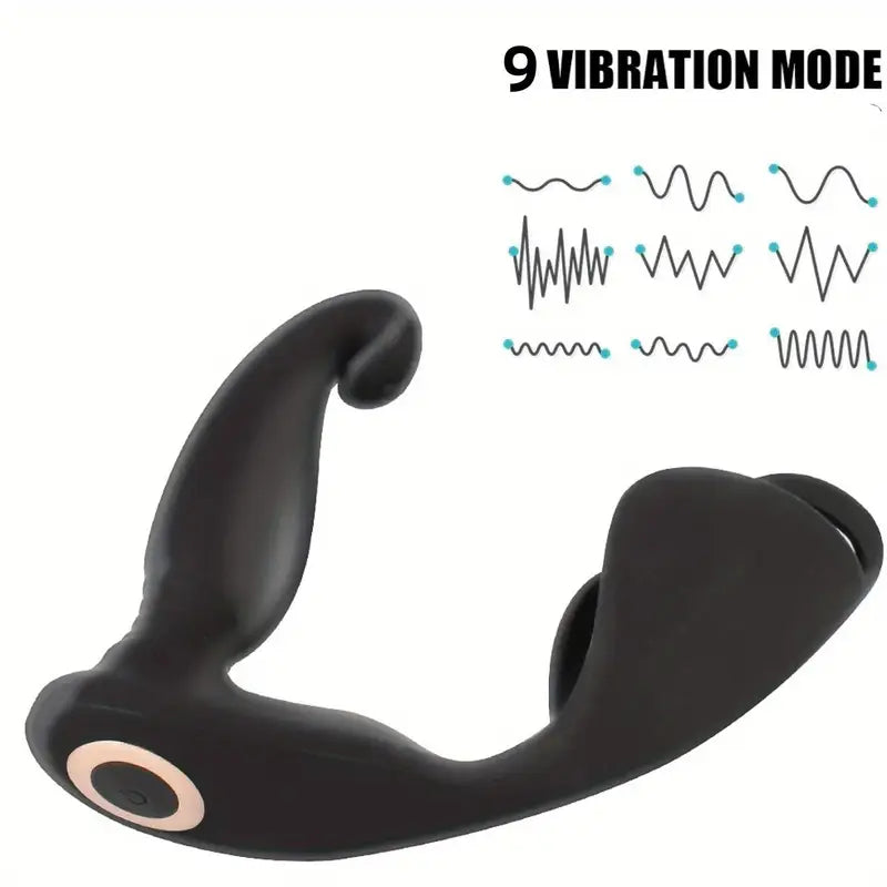 Male Massager Cock Ring Dual Motors Vibrator With 9 Vibrating Cock Ring