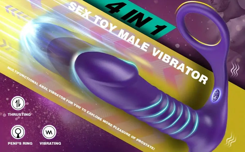 Battery-Powered Silicone Prostate Massager Anal Vibrator For Men Penis Ring