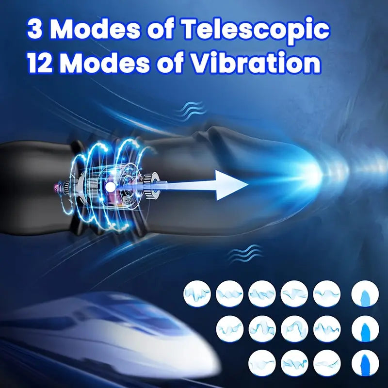 Telescopic Anal Vibrator Male Prostate Massager 2 Cock Ring Anal Butt Plug