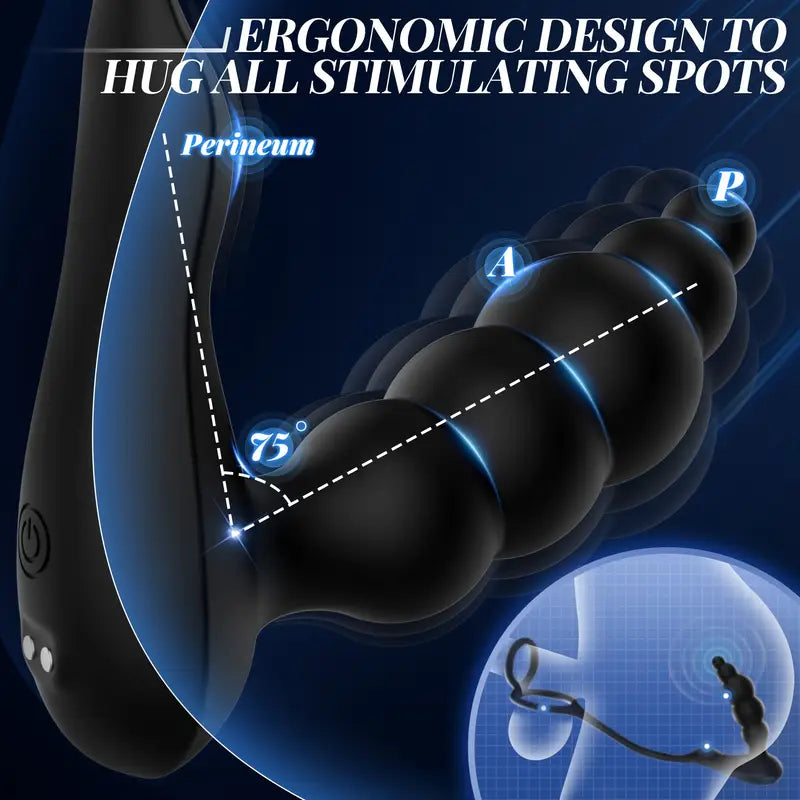 Silicone Anus Plug USB Rechargeable Dual Ring Prostate Massager For Gay