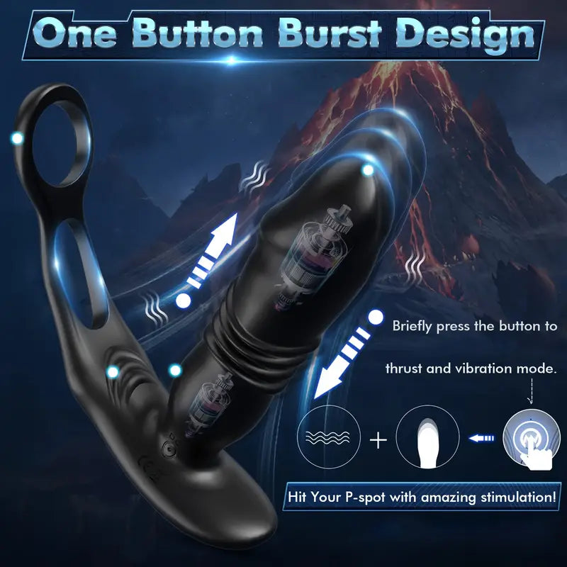 Telescopic Anal Vibrator Male Prostate Massager 2 Cock Ring Anal Butt Plug