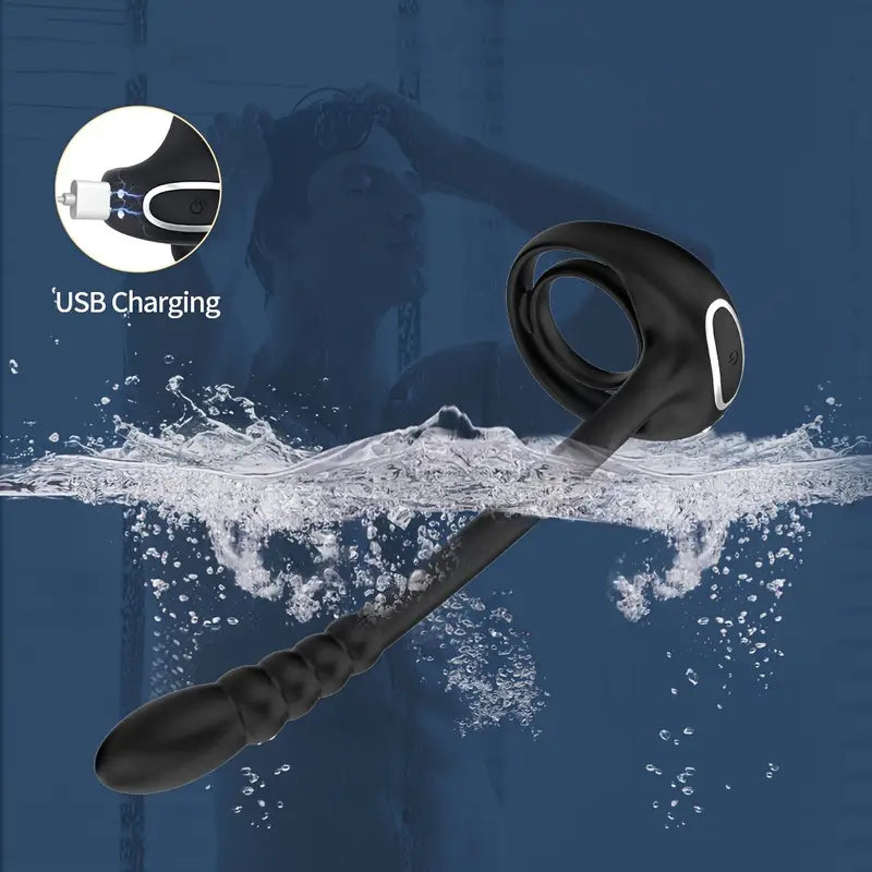 Vibrating Penis Ring Anal Plug Prostate Massage Perineal APP Control