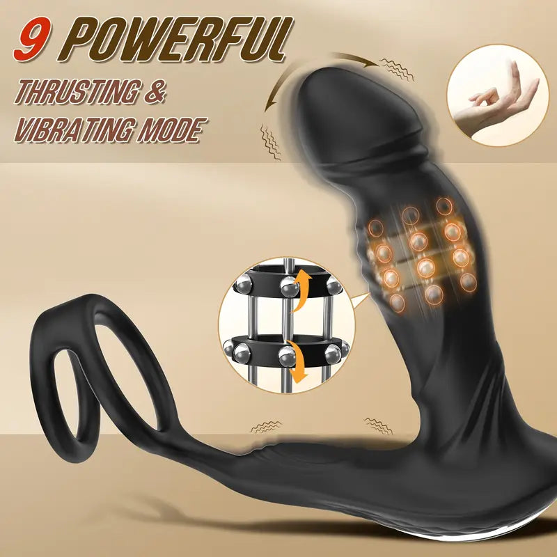 Wiggling Vibrator Anal Sex Toy Swing Thrusting Male Vibrator With Cock Ring