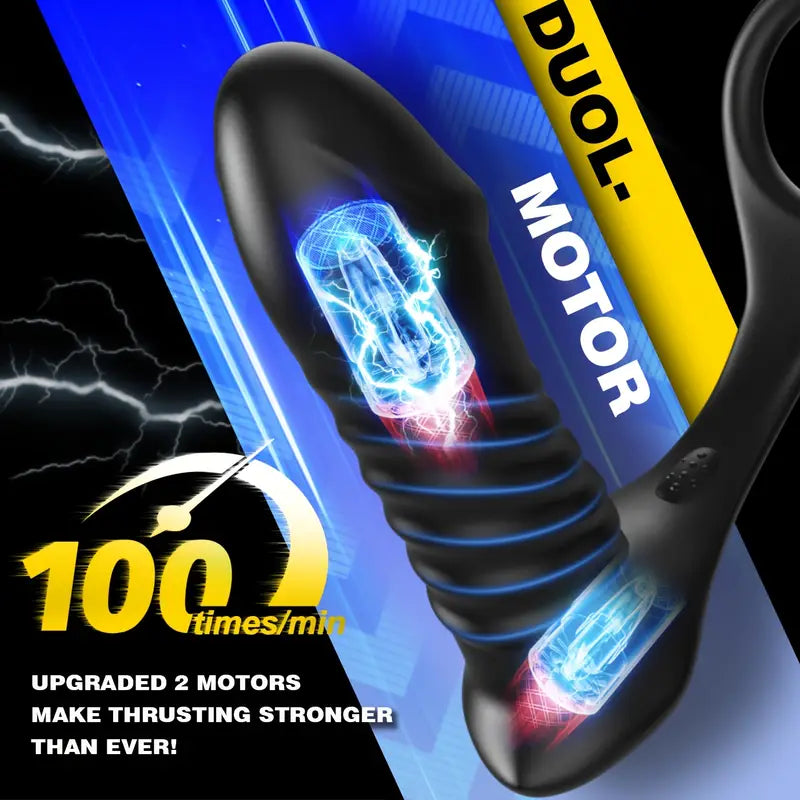 Thrusting Anal Vibrator 3*10 Vibrating&Telescopic Prostate Massager Dildo