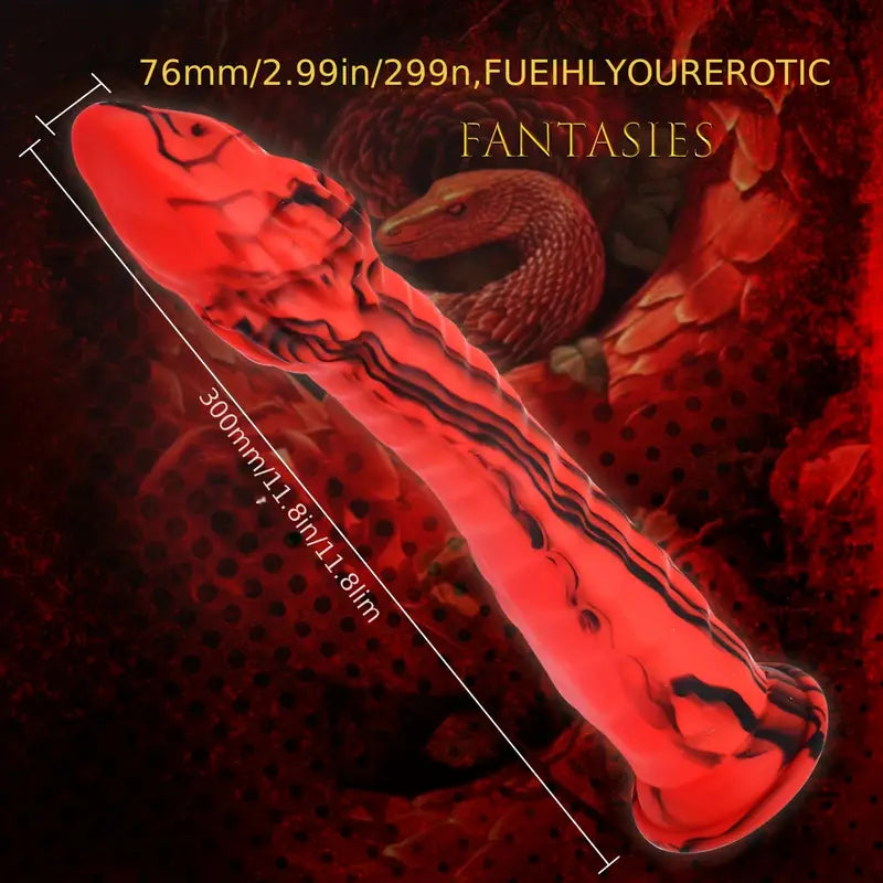 11.8in Cobra Silicone Large Thick Dildo Red Realistic Dildo For Advanced Player