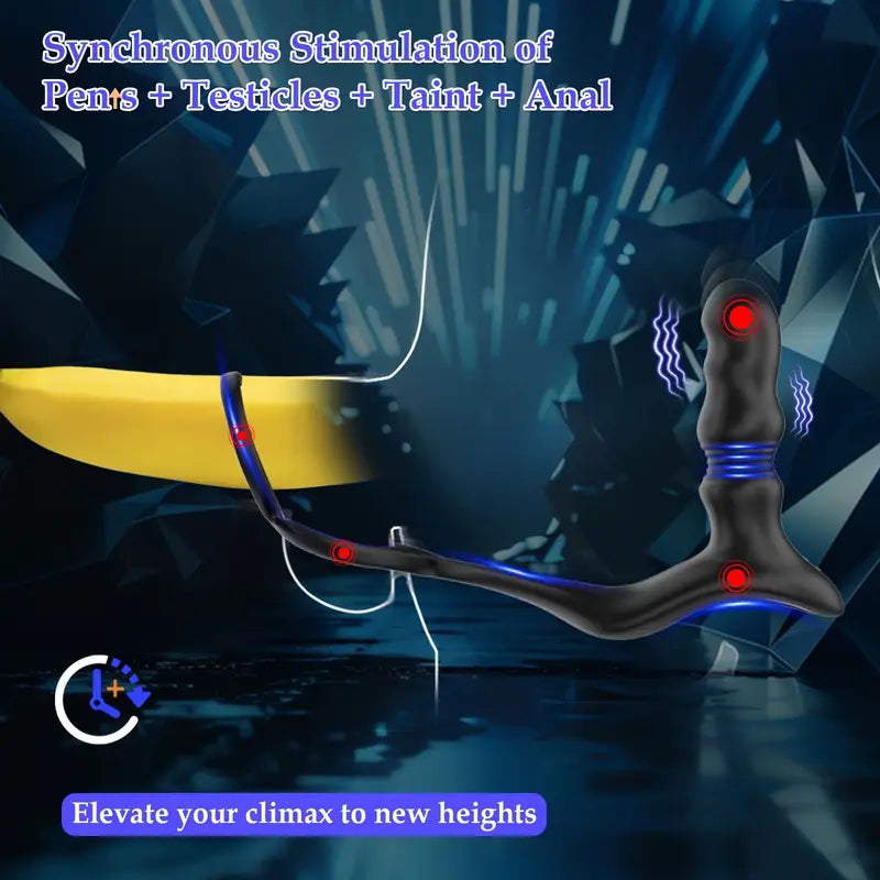 Thrusting Vibrating Anal Vibrator Prostate Massager With 2 Cock Ring