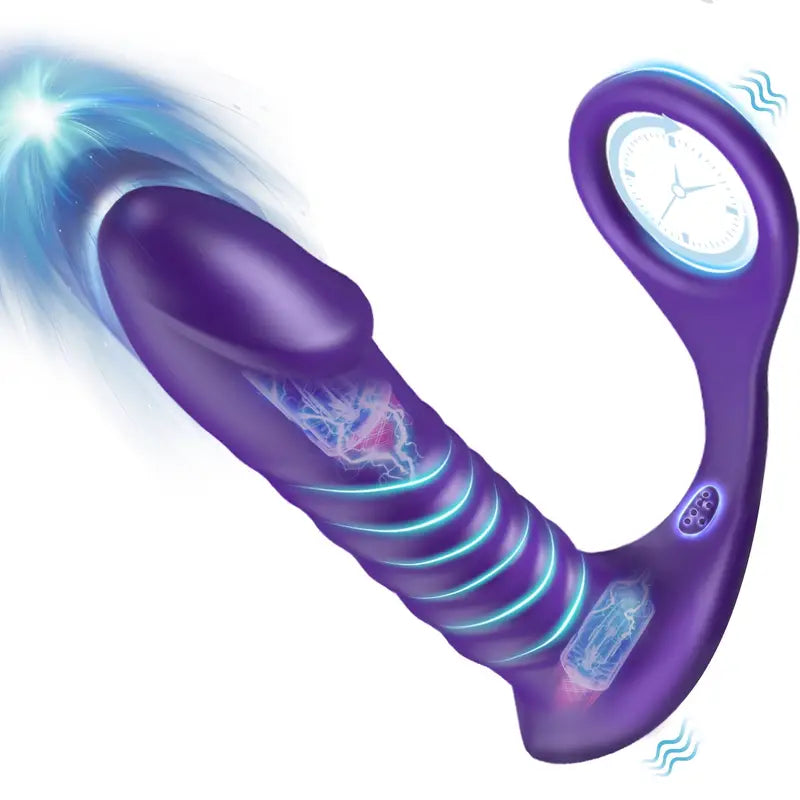 Battery-Powered Silicone Prostate Massager Anal Vibrator For Men Penis Ring