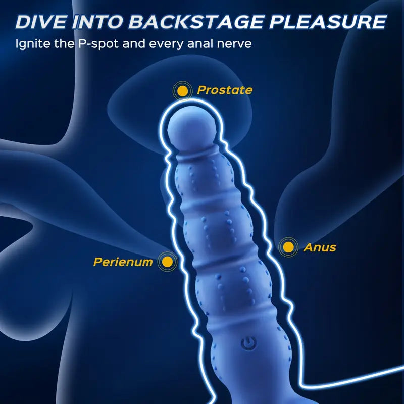 Vibrating Anal Plug Prostate Massage Soft Anal Beads Butt Vibrator