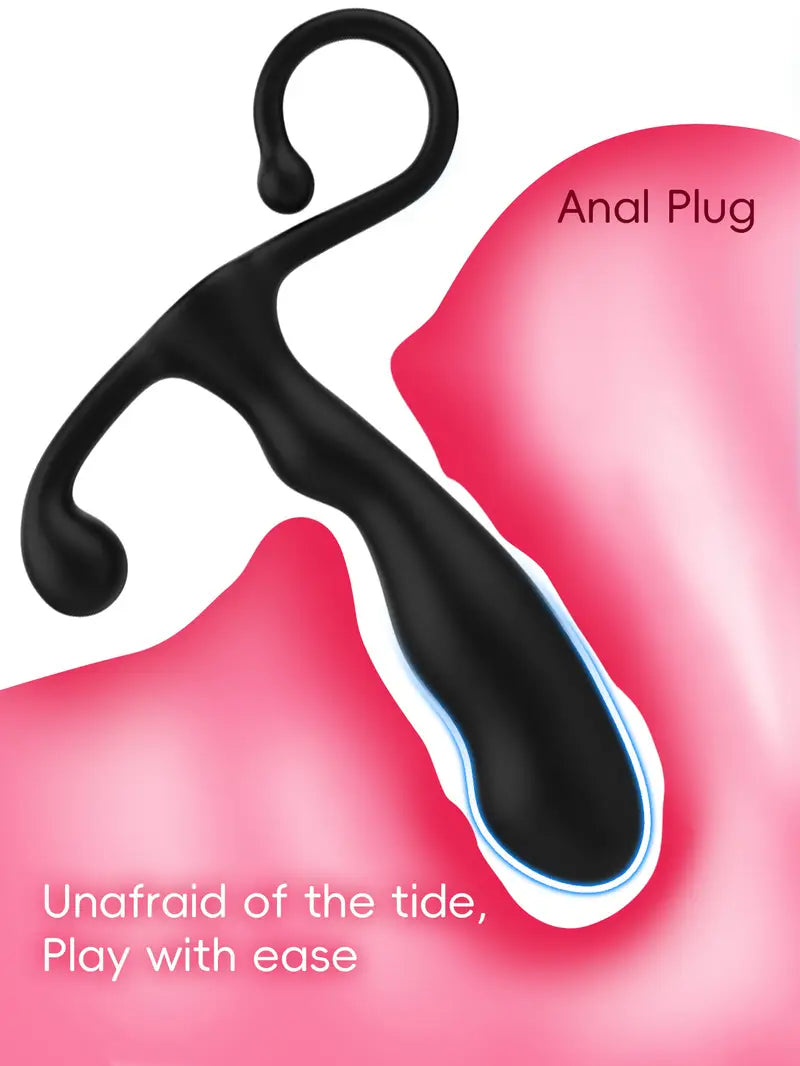 Black ABS Anal Plug Sm Bead Wand Adult Toy Curved Design For Stimulation