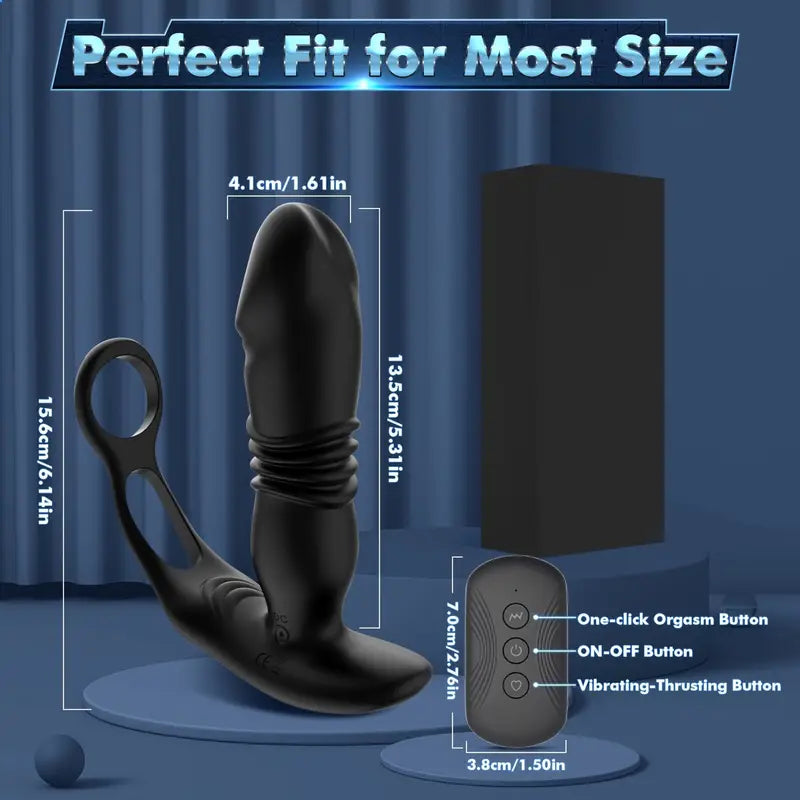 Telescopic Anal Vibrator Male Prostate Massager 2 Cock Ring Anal Butt Plug