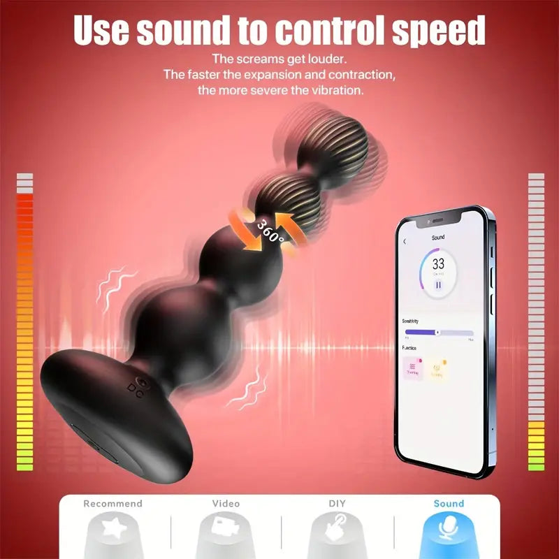 360° Rotating Vibrating Butt Plug 10 Modes Massager App Remote Control