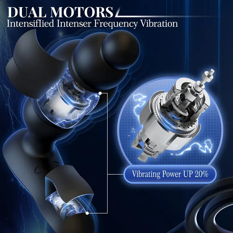 Silicone Anus Plug USB Rechargeable Dual Ring Prostate Massager For Gay