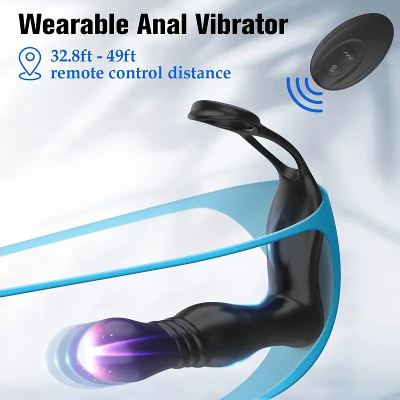 Telescopic Anal Vibrator Male Prostate Massager 2 Cock Ring Anal Butt Plug