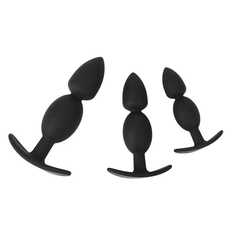 Unisex Anal Plug Set 3 Water Drop Anchor Shaped Silicone Flirting Adult Toy