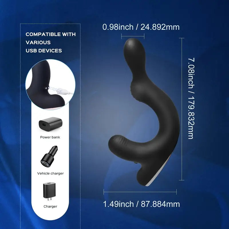 Ring-like Scrotum Holder Rocky With 9 Energetic Vibrating P-spot Butt Plug