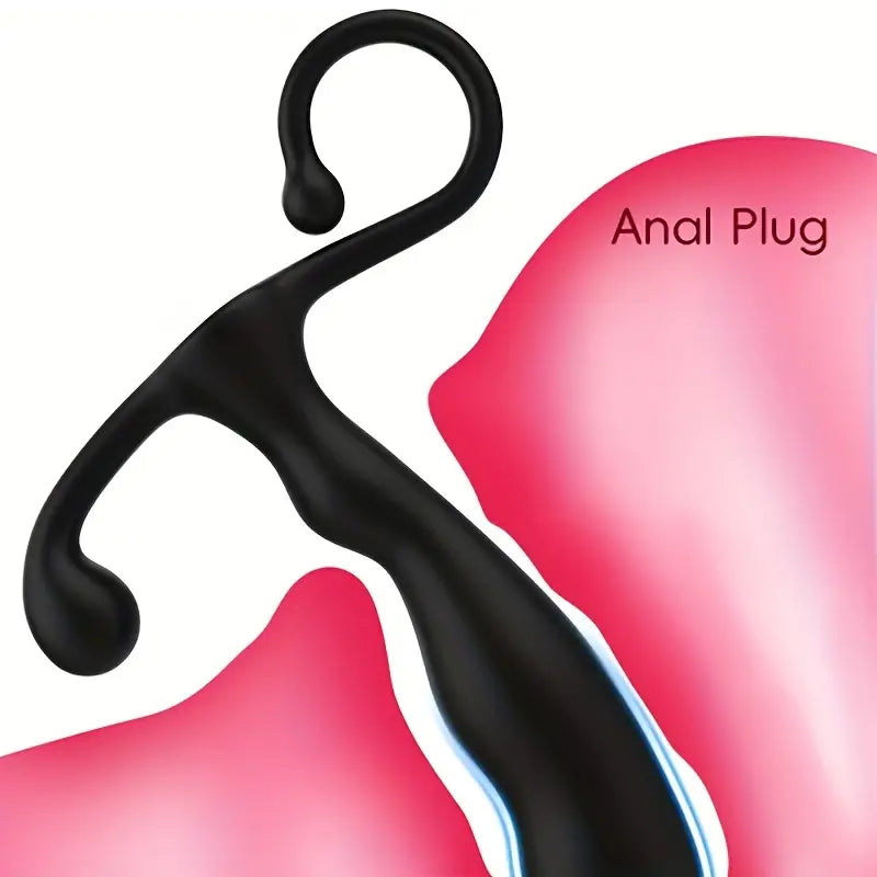 Black ABS Anal Plug Sm Bead Wand Adult Toy Curved Design For Stimulation