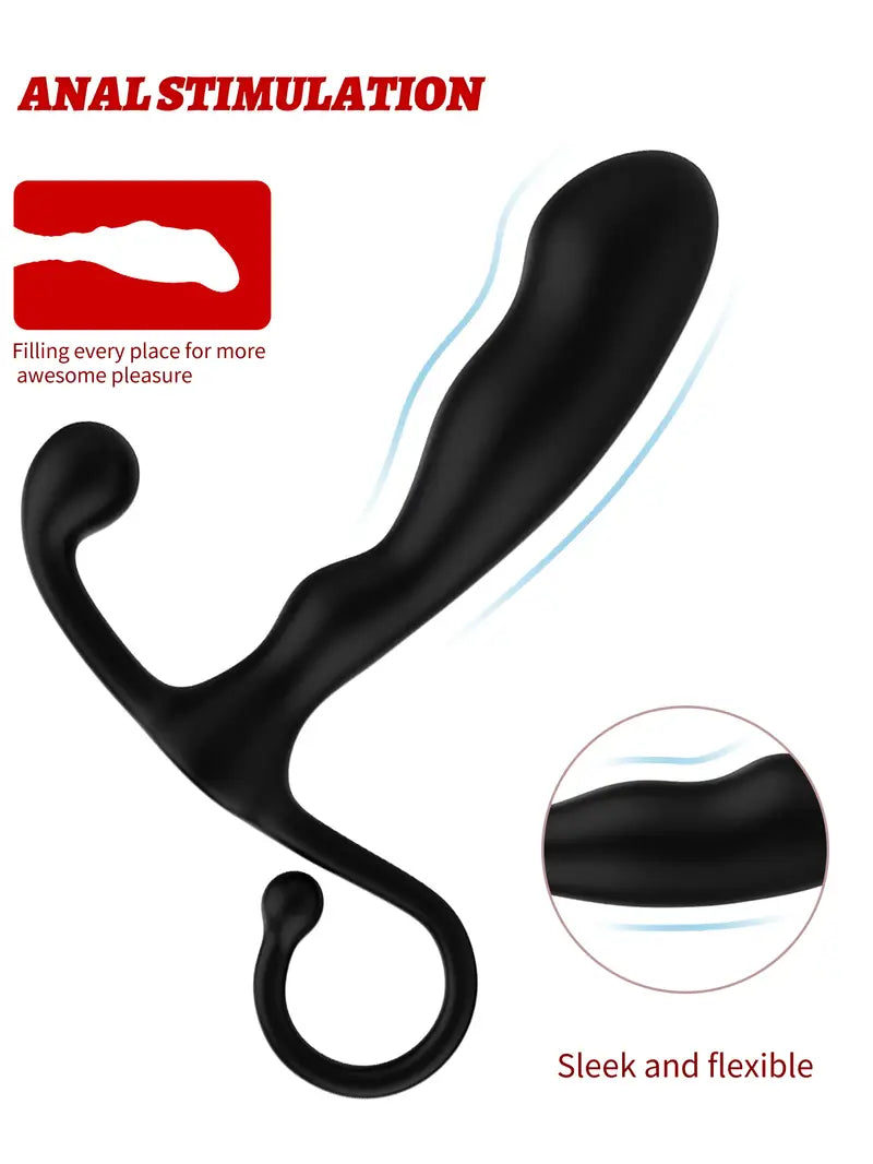 Black ABS Anal Plug Sm Bead Wand Adult Toy Curved Design For Stimulation