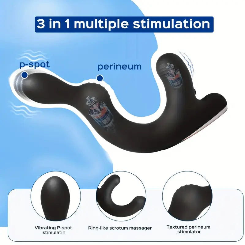 Ring-like Scrotum Holder Rocky With 9 Energetic Vibrating P-spot Butt Plug