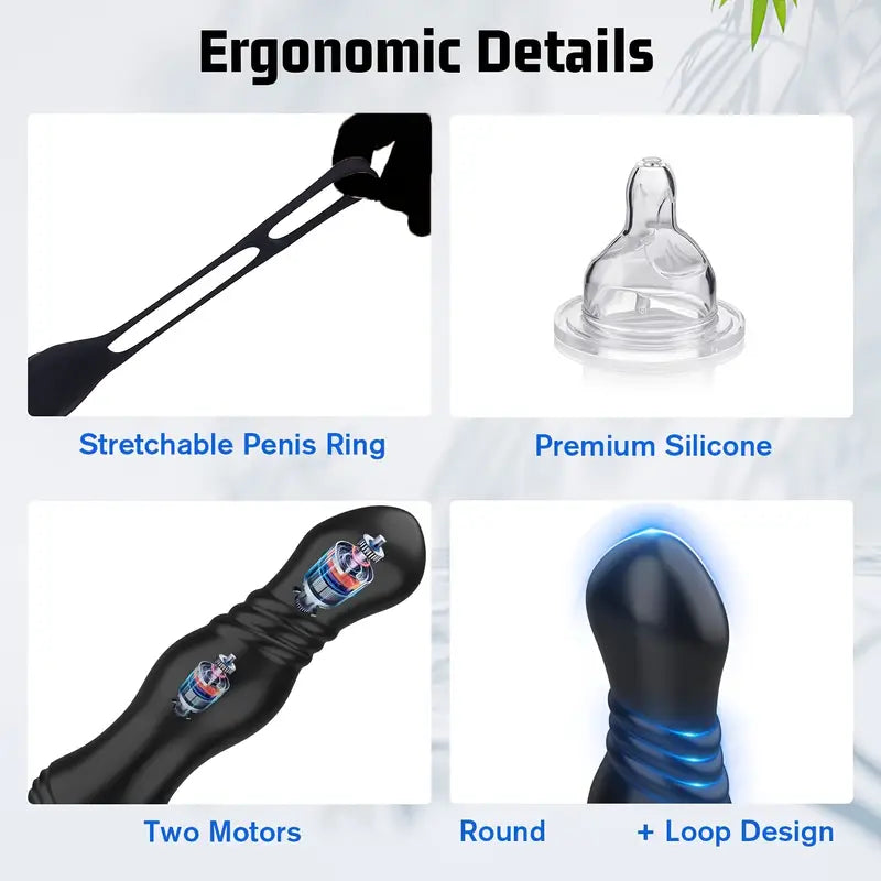 Telescopic Anal Vibrator Male Prostate Massager 2 Cock Ring Anal Butt Plug