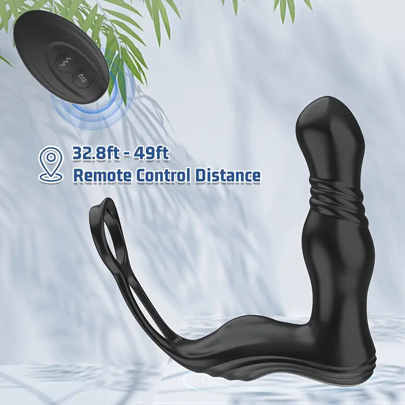 Telescopic Anal Vibrator Male Prostate Massager 2 Cock Ring Anal Butt Plug