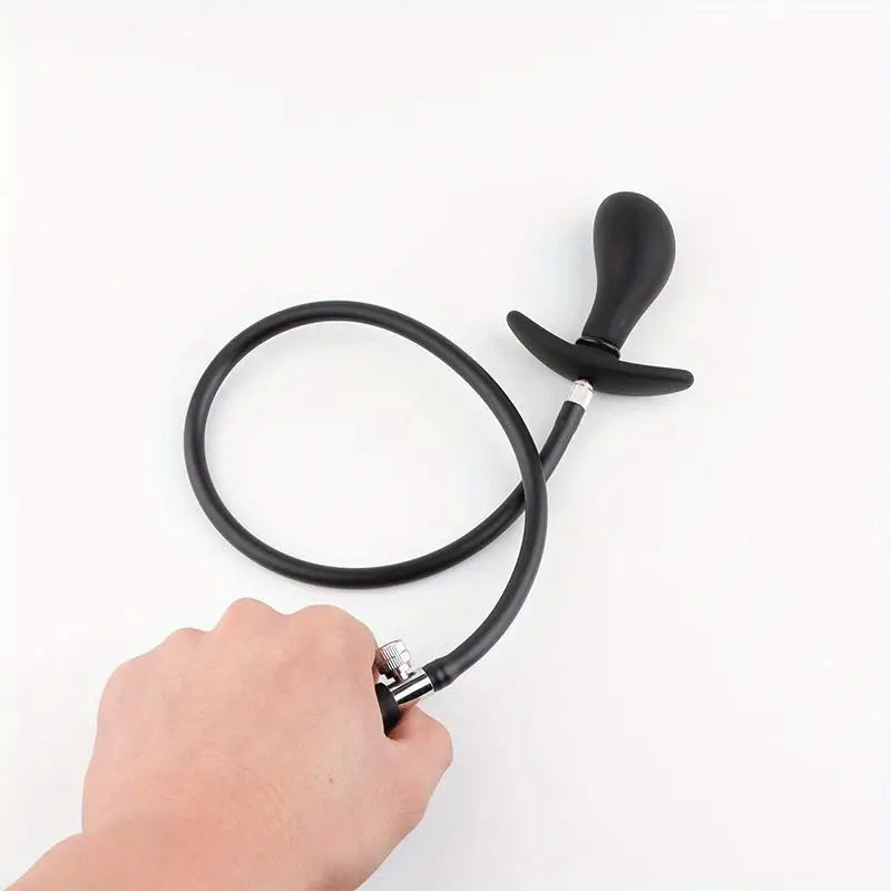 Silicone Inflatable Pump Dilator Massager Butt Plug For Couples Battery Free