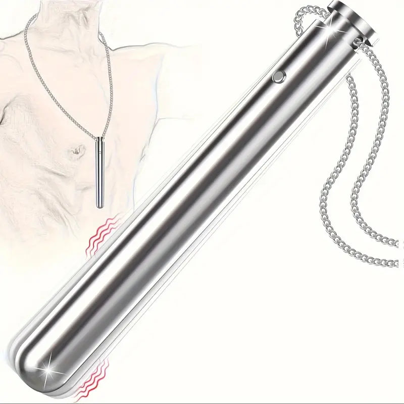 Necklace Stainless Steel Vibrating Butt Plug Long Metal Anal Trainer Vibrator