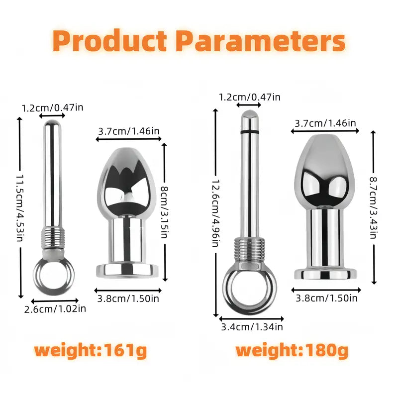 Through-hole Enema Metal Butt Plug With Removable Insert Anal Plug