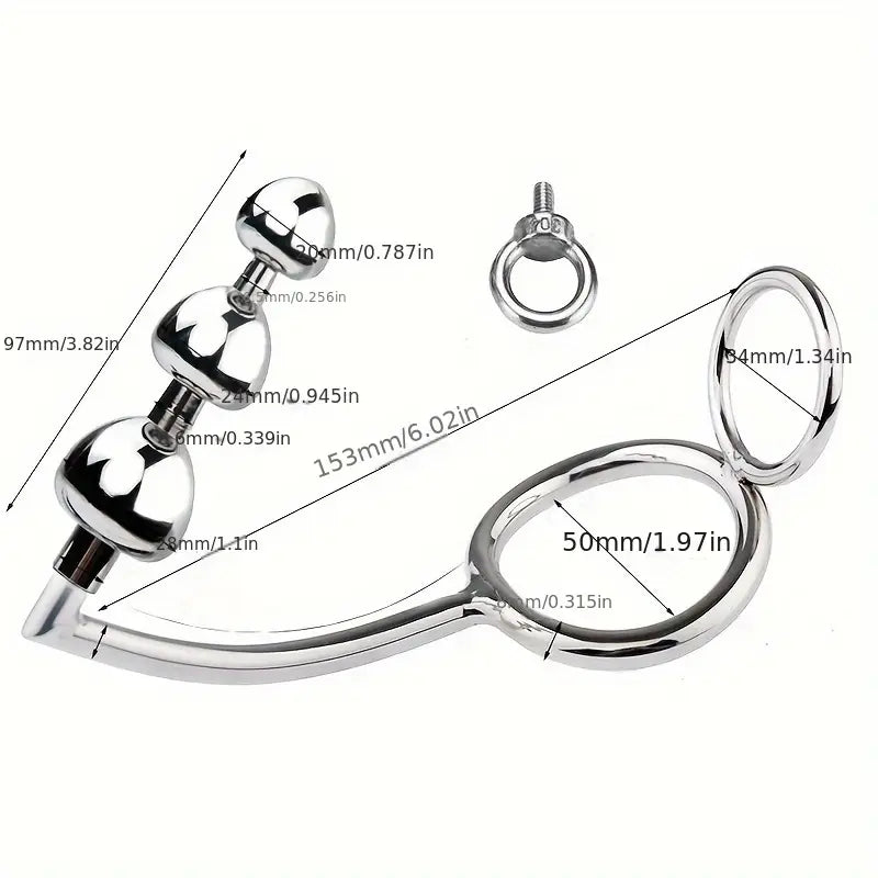 Multifunctional Metal Anal Plug Penis Ring Set Non-Latex Anal Sex Toy