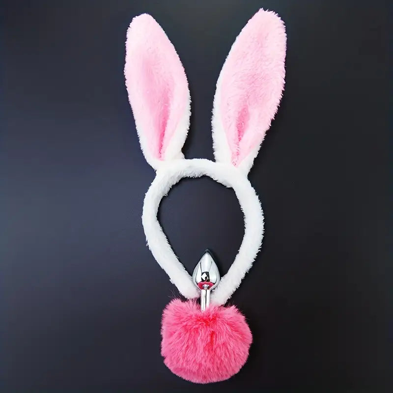 Adorable 2pcs Set Bunny Tail Anal Plug For Women Men Cosplay Sex Toy