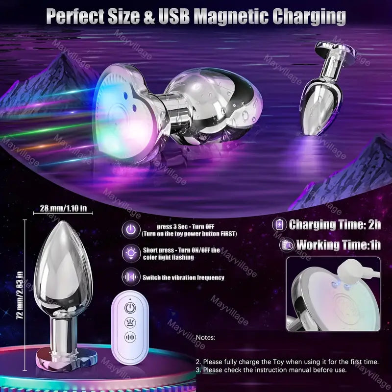 Butt Plug With 10 Vibrating Modes Flashing Light Base Prostate Massager