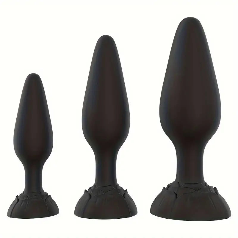 Silicone Anal Plug Training Kit With Base Long-Term Wearable Butt Plug