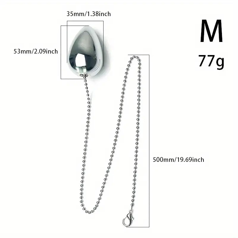 Heavy Duty Metal Teardrop Butt Plug With Chain Solid Anal Toy Couples