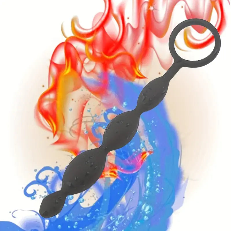 Silicone Anal Beads Butt Plug With Pull Ring Flexible Anal Chain Butt Plug