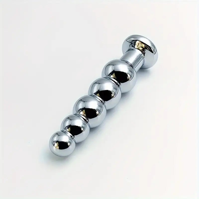 Metal Anal Plug 5 Beads Anal Dilator Jewel Base Butt Plug Anal Toy