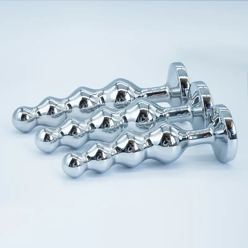 4 Bead Metal Anal Plug Gem Base Butt Plug Beginner Expert Anal Stimulation