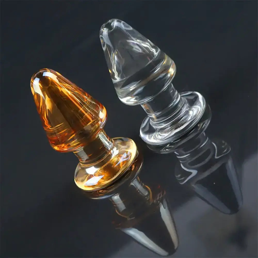 Elegant Amber Glass Anal Plug G-Spot Stimulation Smooth Finish Toy
